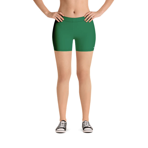 Dark Green Women's Shorts, Green Solid Color Modern Essentials Designer Women's Elastic Stretchy Shorts Short Tights -Made in USA/EU/MX (US Size: XS-3XL) Plus Size Available, Tight Pants, Pants and Tights, Womens Shorts, Short Yoga Pants