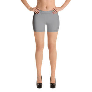 Light Grey Women's Designer Shorts, Pastel Gray Solid Color Modern Essentials Designer Women's Elastic Stretchy Shorts Short Tights -Made in USA/EU/MX (US Size: XS-3XL) Plus Size Available, Tight Pants, Pants and Tights, Womens Shorts, Short Yoga Pants