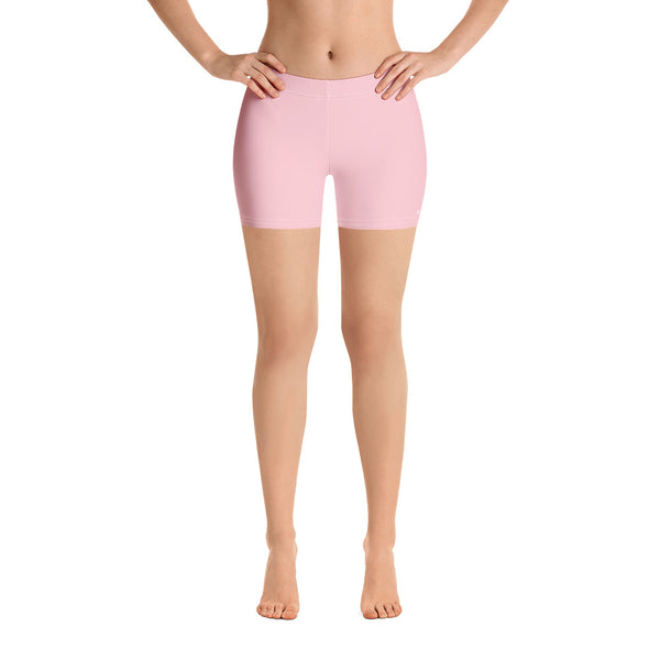 Pastel Pink Women's Shorts, Solid Color Light Pink Solid Color Modern Essentials Designer Women's Elastic Stretchy Shorts Short Tights -Made in USA/EU/MX (US Size: XS-3XL) Plus Size Available, Tight Pants, Pants and Tights, Womens Shorts, Short Yoga Pants