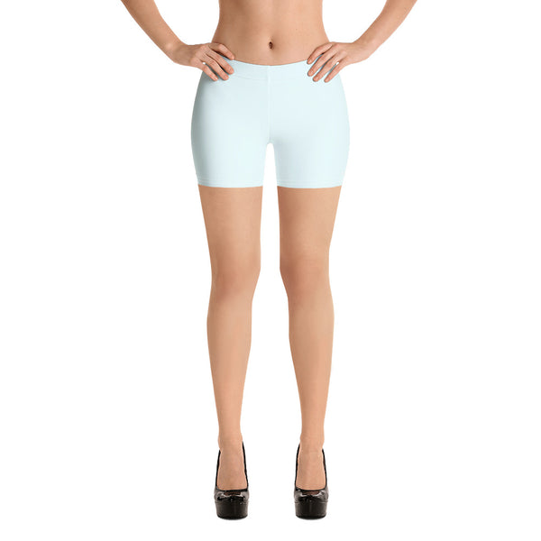 Pastel Blue Women's Shorts, Premium Solid Color Light Blue Solid Color Modern Essentials Designer Women's Elastic Stretchy Shorts Short Tights -Made in USA/EU/MX (US Size: XS-3XL) Plus Size Available, Tight Pants, Pants and Tights, Womens Shorts, Short Yoga Pants