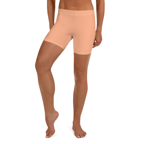 Nude Pastel Women's Shorts, Skin Tone Pink Solid Color Modern Essentials Designer Women's Elastic Stretchy Shorts Short Tights -Made in USA/EU/MX (US Size: XS-3XL) Plus Size Available, Tight Pants, Pants and Tights, Womens Shorts, Short Yoga Pants