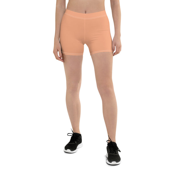 Nude Pastel Women's Shorts, Skin Tone Pink Solid Color Modern Essentials Designer Women's Elastic Stretchy Shorts Short Tights -Made in USA/EU/MX (US Size: XS-3XL) Plus Size Available, Tight Pants, Pants and Tights, Womens Shorts, Short Yoga Pants