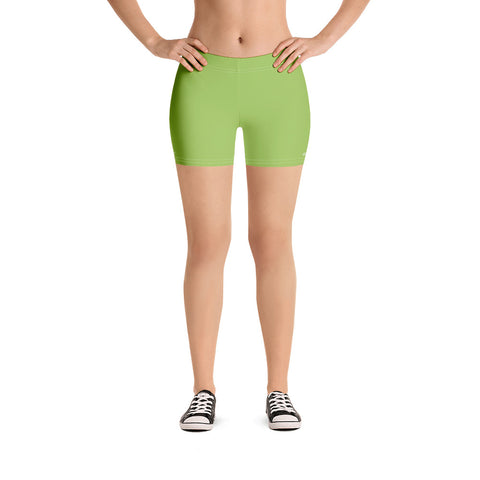 Pastel Green Women's Best Shorts, Premium Light Green Solid Color Modern Essentials Designer Women's Elastic Stretchy Shorts Short Tights -Made in USA/EU/MX (US Size: XS-3XL) Plus Size Available, Tight Pants, Pants and Tights, Womens Shorts, Short Yoga Pants