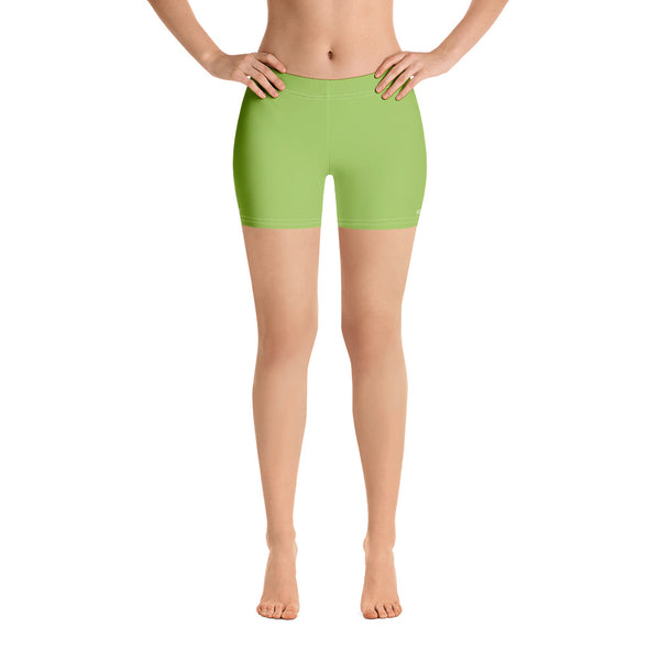 Pastel Green Women's Best Shorts, Premium Light Green Solid Color Modern Essentials Designer Women's Elastic Stretchy Shorts Short Tights -Made in USA/EU/MX (US Size: XS-3XL) Plus Size Available, Tight Pants, Pants and Tights, Womens Shorts, Short Yoga Pants