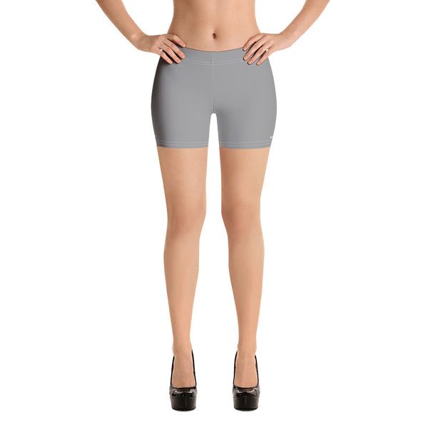 Grey Solid Color Women's Shorts, Light Pastel Gray Solid Color Modern Essentials Designer Women's Elastic Stretchy Shorts Short Tights -Made in USA/EU/MX (US Size: XS-3XL) Plus Size Available, Tight Pants, Pants and Tights, Womens Shorts, Short Yoga Pants