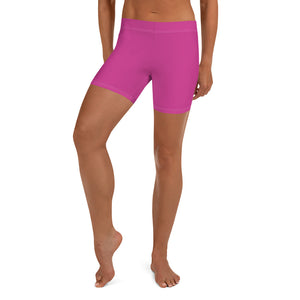 Hot Pink Women's Designer Shorts, Bright Pink Gym Short Tights Solid Color Modern Essentials Designer Women's Elastic Stretchy Shorts Short Tights -Made in USA/EU/MX (US Size: XS-3XL) Plus Size Available, Tight Pants, Pants and Tights, Womens Shorts, Short Yoga Pants