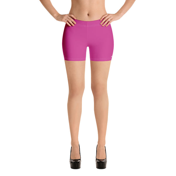 Hot Pink Women's Designer Shorts, Bright Pink Gym Short Tights Solid Color Modern Essentials Designer Women's Elastic Stretchy Shorts Short Tights -Made in USA/EU/MX (US Size: XS-3XL) Plus Size Available, Tight Pants, Pants and Tights, Womens Shorts, Short Yoga Pants