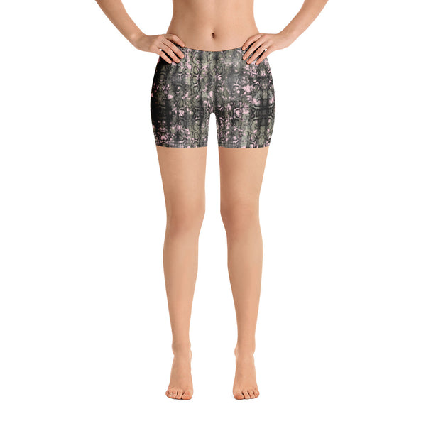 Snakeskin Print Women's Shorts, Green Reptile Python Snake Classic Printed Women's Elastic Stretchy Shorts Short Tights -Made in USA/EU/MX (US Size: XS-3XL) Plus Size Available, Tight Pants, Pants and Tights, Womens Shorts, Short Yoga Pants