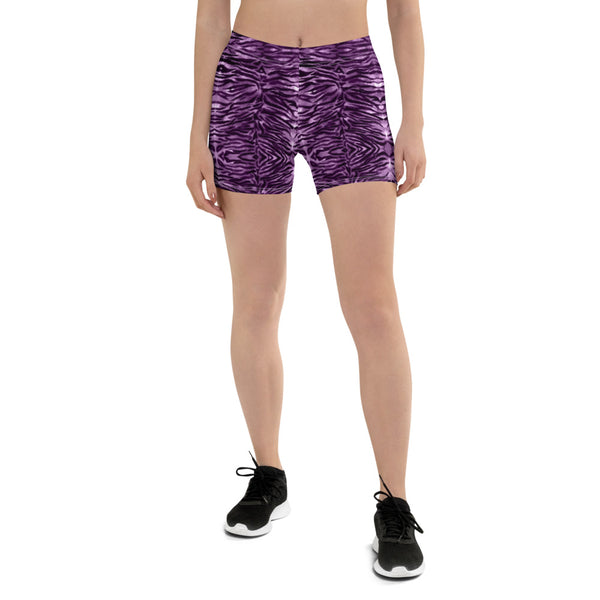 Pink Tiger Striped Shorts, Animal Print Designer Tiger Classic Printed Women's Elastic Stretchy Shorts Short Tights -Made in USA/EU/MX (US Size: XS-3XL) Plus Size Available, Tight Pants, Pants and Tights, Womens Shorts, Short Yoga Pants