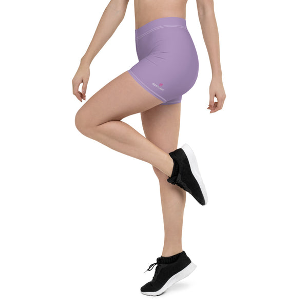 Pastel Purple Women's Shorts, Light Purple Solid Color Modern Essentials Designer Women's Elastic Stretchy Shorts Short Tights -Made in USA/EU/MX (US Size: XS-3XL) Plus Size Available, Tight Pants, Pants and Tights, Womens Shorts, Short Yoga Pants