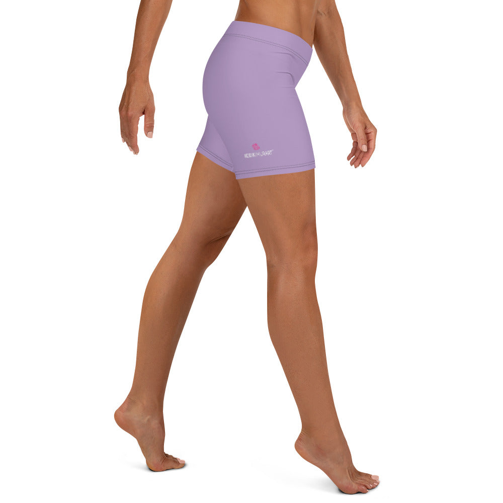 Pastel Purple Women's Shorts, Solid Color Light Purple Best Gym Elastic  Shorts-Made in USA/EU