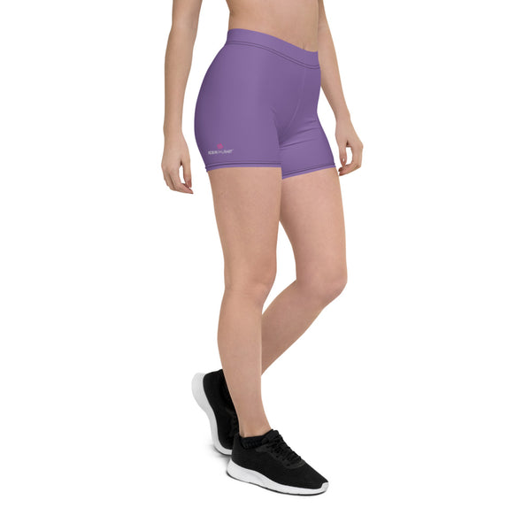 Pastel Purple Women's Shorts, Solid Color Light Purple Modern Essentials Designer Women's Elastic Stretchy Shorts Short Tights -Made in USA/EU/MX (US Size: XS-3XL) Plus Size Available, Tight Pants, Pants and Tights, Womens Shorts, Short Yoga Pants