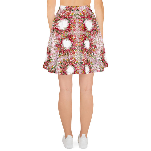 Red Floral Women's Skater Skirt