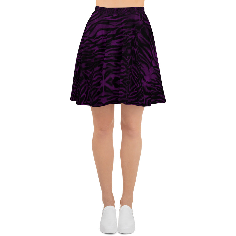 Purple Tiger Striped Skater Skirt-Made in EU