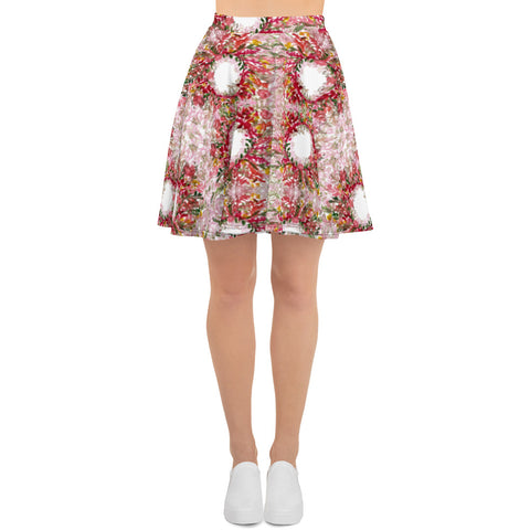 Red Floral Women's Skater Skirt