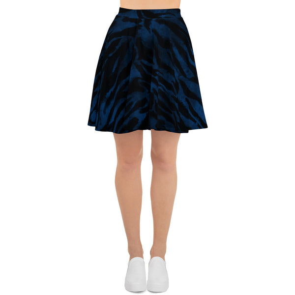 Blue Tiger Striped Skater Skirt