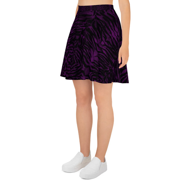 Purple Tiger Striped Skater Skirt-Made in EU