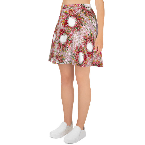 Red Floral Women's Skater Skirt