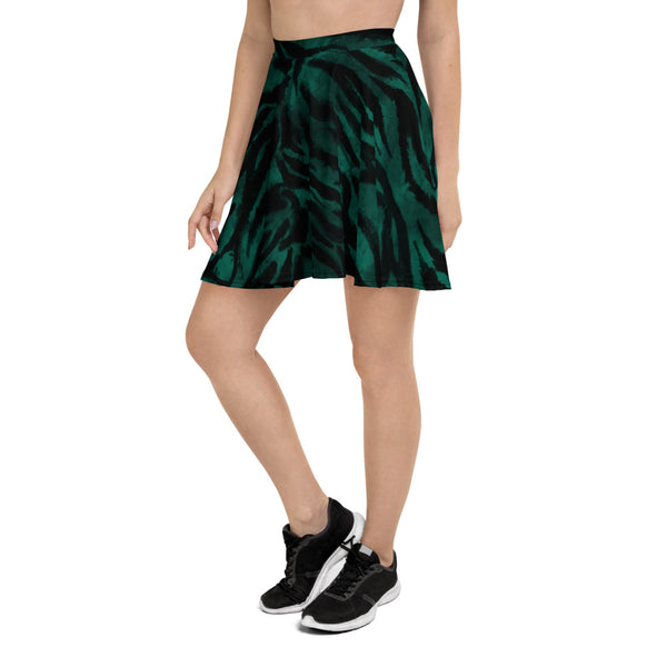 Green Tiger Striped Skater Skirt