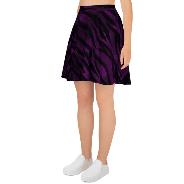 Purple Tiger Striped Skater Skirt