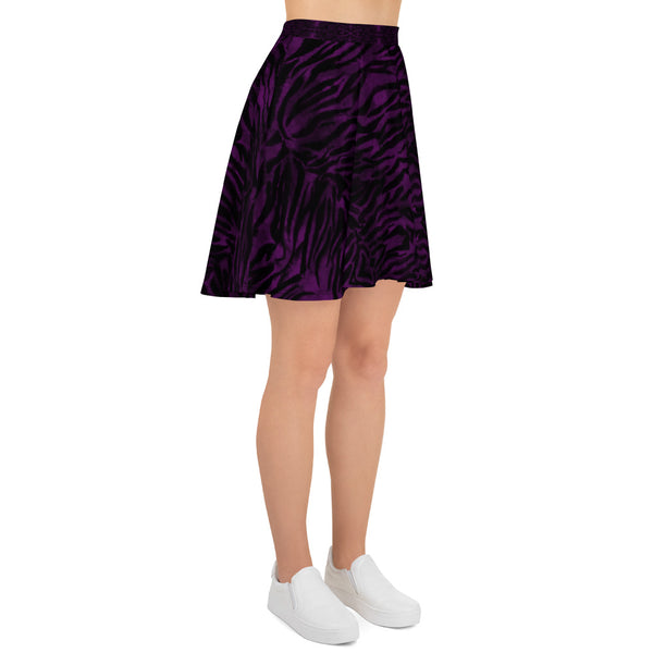 Purple Tiger Striped Skater Skirt-Made in EU