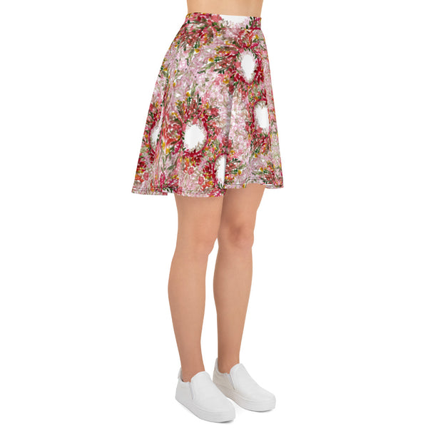 Red Floral Women's Skater Skirt