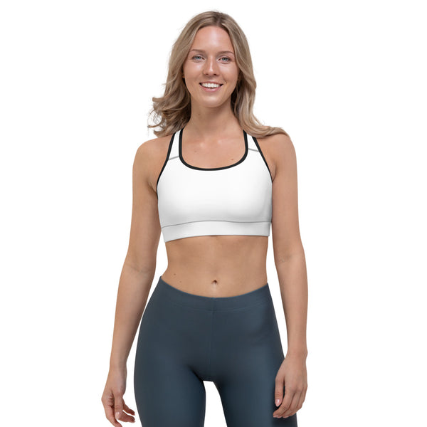 White Solid Color Sports Bra