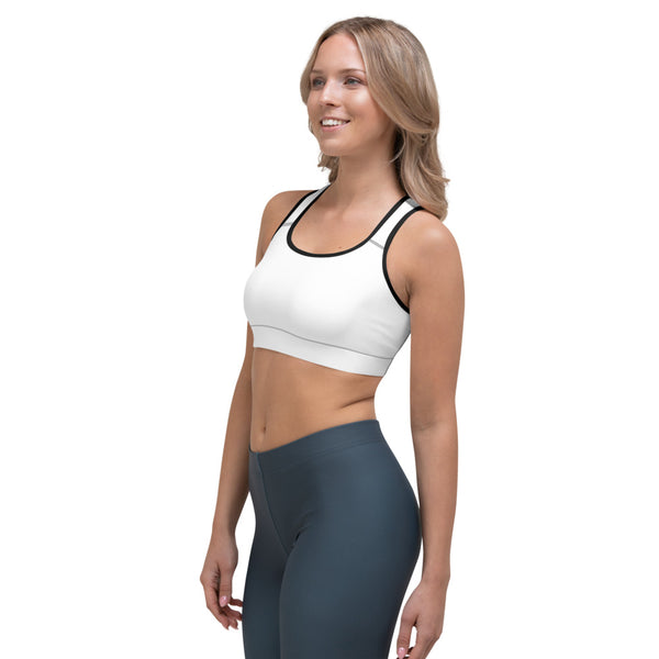 White Solid Color Sports Bra