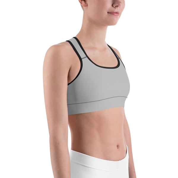 Grey Solid Color Sports Bra, Solid Color Modern Women's Unpadded Sports Workout Bra - Made in USA (US Size: XS-2XL) Plus Size Is Available 