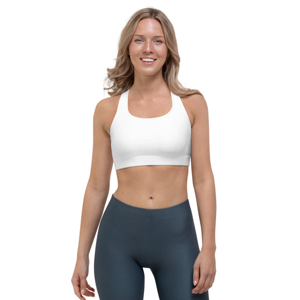 White Solid Color Sports Bra