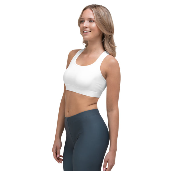 White Solid Color Sports Bra