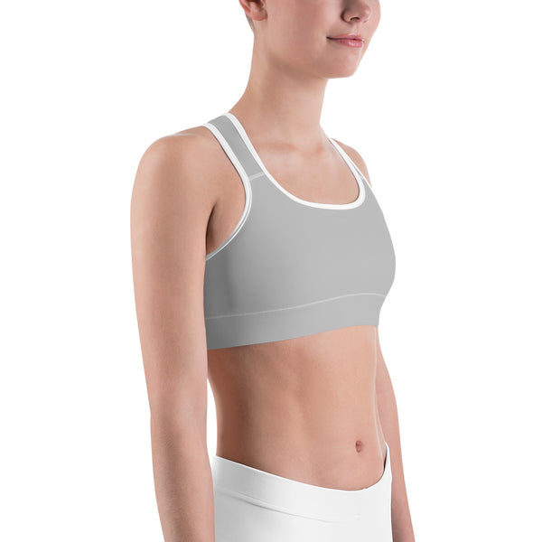 Grey Solid Color Sports Bra, Solid Color Modern Women's Unpadded Sports Workout Bra - Made in USA (US Size: XS-2XL) Plus Size Is Available 
