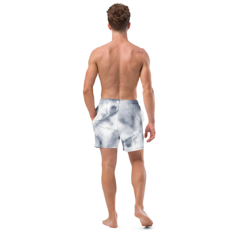 Grey Abstract Men's Swim Trunks, Abstract Print Best Comfortable Men's Luxury Premium Swim Trunks With Mesh Pockets UPF 50+ For Men - Made in USA/EU/MX (US Size: 2XS-6XL) Men's Luxury Swimming Trunks, Best Quality Quick Drying Swim Trunks, Best Beach or Pool Men's Swim Trunks, Swimwear For Men