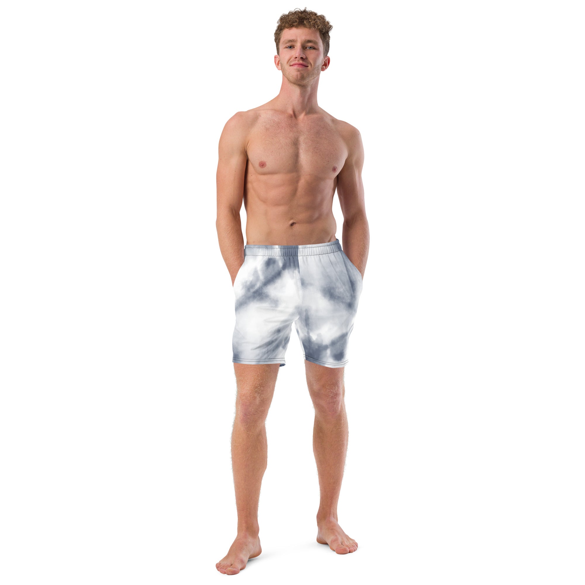 Grey Abstract Men's Swimwear, Grey Abstract Best Comfortable Men's Luxury Premium Swim Trunks With Mesh Pockets UPF 50+ For Men - Made in USA/EU/MX (US Size: 2XS-6XL) Men's Abstract Print Swimming Trunks, Colorful Swim Trunks Abstract, Abstract Swim Trunks, Abstract Swimwear For Men