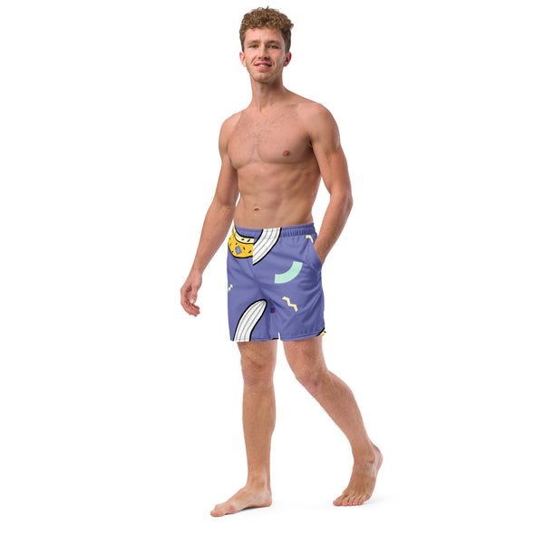 Purple Banana Men's Swim Trunks, Yellow Banana Print Best Comfortable Men's Luxury Premium Swim Trunks With Mesh Pockets UPF 50+ For Men - Made in USA/EU/MX (US Size: 2XS-6XL) Men's Luxury Swimming Trunks, Best Quality Quick Drying Swim Trunks, Best Beach or Pool Men's Swim Trunks, Swimwear For Men