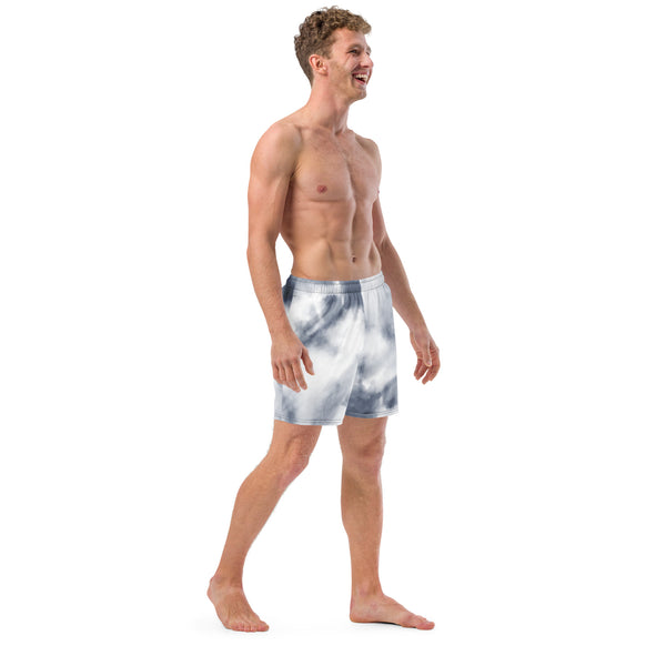 Grey Abstract Men's Swim Trunks, Abstract Print Best Comfortable Men's Luxury Premium Swim Trunks With Mesh Pockets UPF 50+ For Men - Made in USA/EU/MX (US Size: 2XS-6XL) Men's Luxury Swimming Trunks, Best Quality Quick Drying Swim Trunks, Best Beach or Pool Men's Swim Trunks, Swimwear For Men