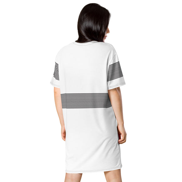 White Black Striped T-shirt dress