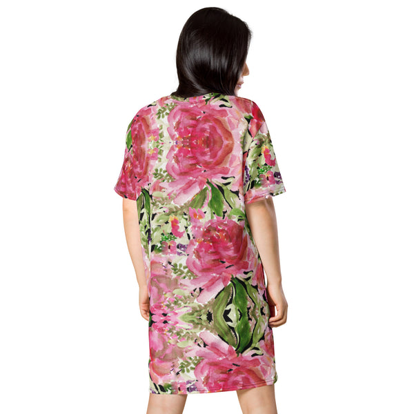 Floral Roses Print T-shirt dress