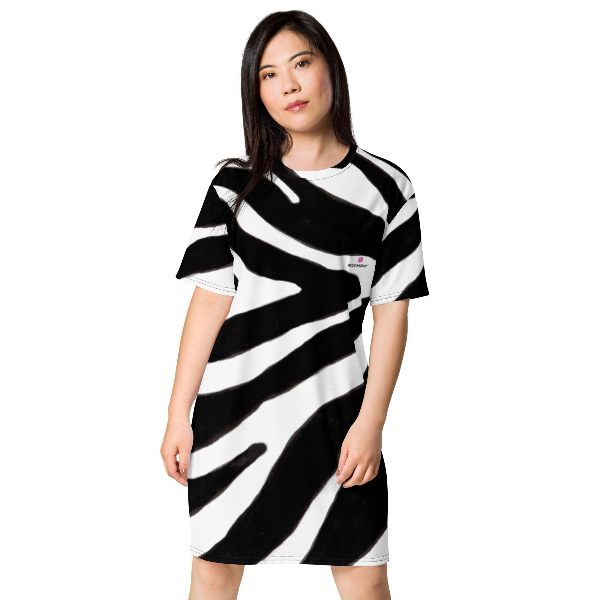 White Black Zebra T-shirt dress