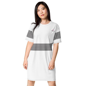 White Black Striped T-shirt dress