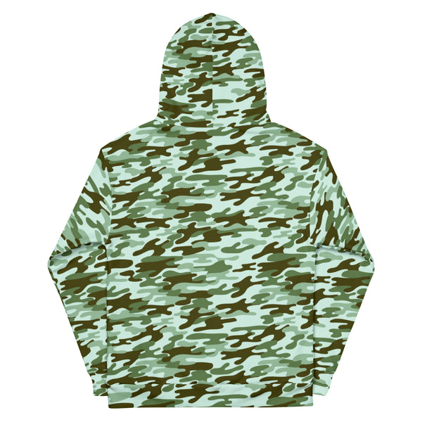 Green Camo Printed Unisex Hoodie, Camouflaged Army Military Print Best Men's or Women's Hoodies - Made in USA/EU/MX