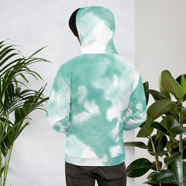 Blue White Tie Dye Hoodie, Unisex Hoodie