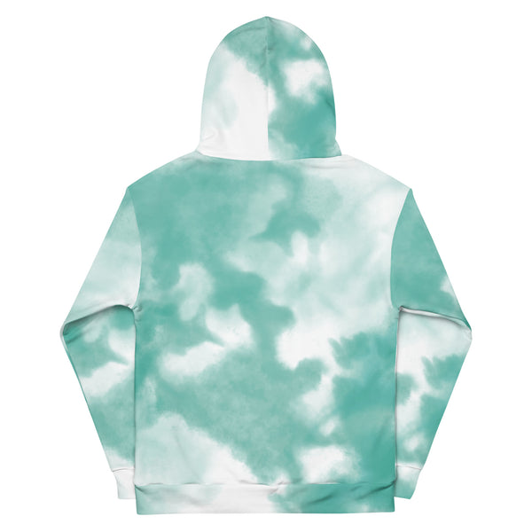 Blue White Tie Dye Hoodie, Unisex Hoodie