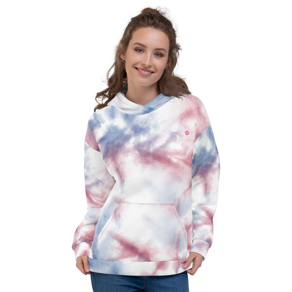 Red Blue Tie Dye Best Hoodie, Unisex Hoodie