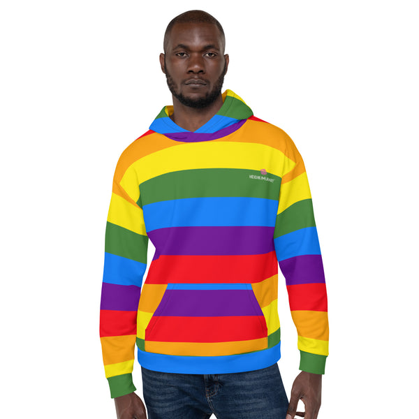 Rainbow Stripes Print Unisex Hoodie