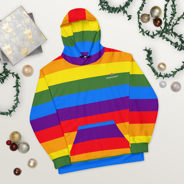 Rainbow Stripes Print Unisex Hoodie