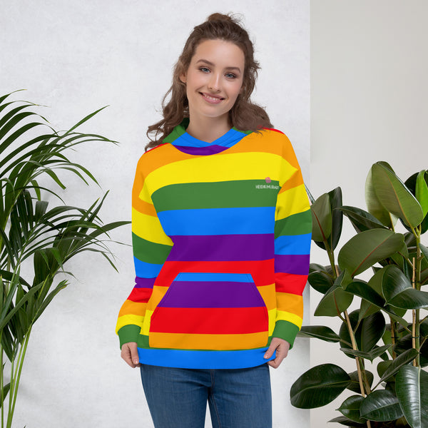 Rainbow Stripes Print Unisex Hoodie