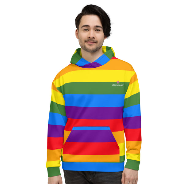 Rainbow Stripes Print Unisex Hoodie