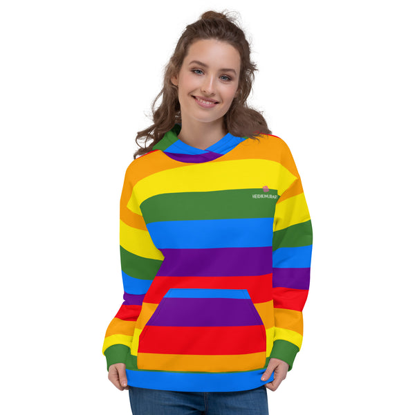 Rainbow Stripes Print Unisex Hoodie