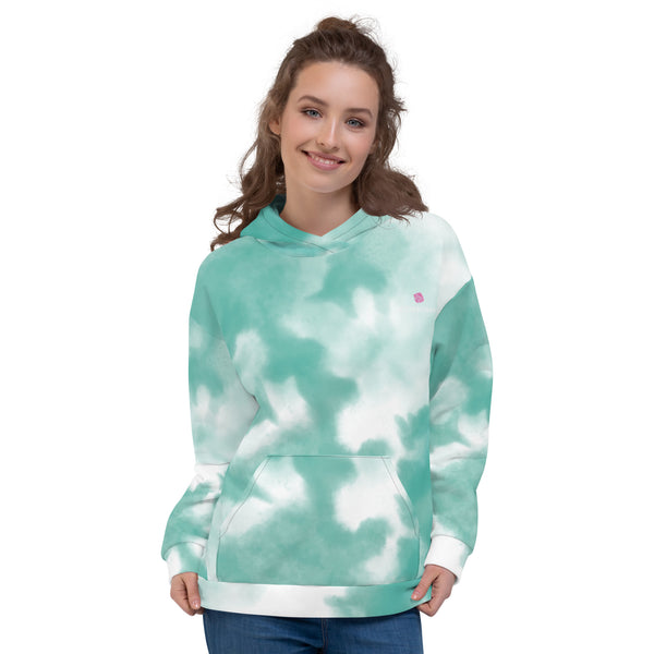 Blue White Tie Dye Hoodie, Unisex Hoodie